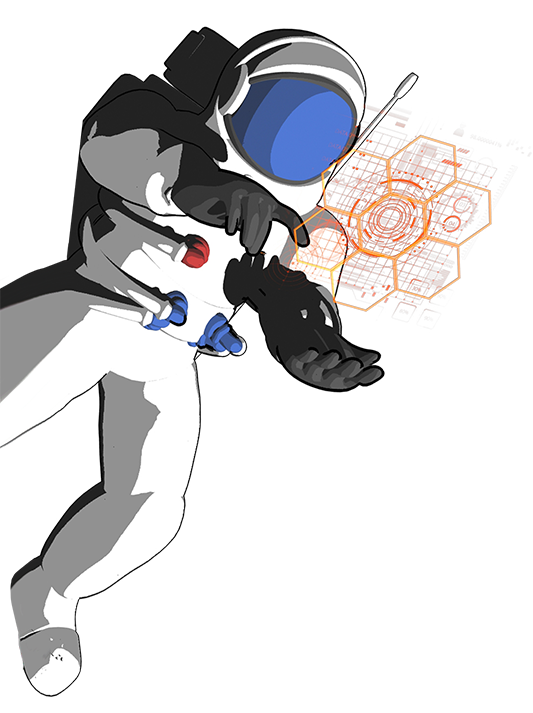 astronaut touching UI
